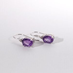 Amethyst Purple Dangle Earrings in Sterling Silver